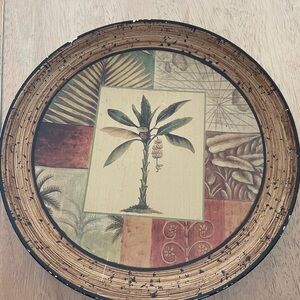 Decorative Round Plate with Botanical Design
